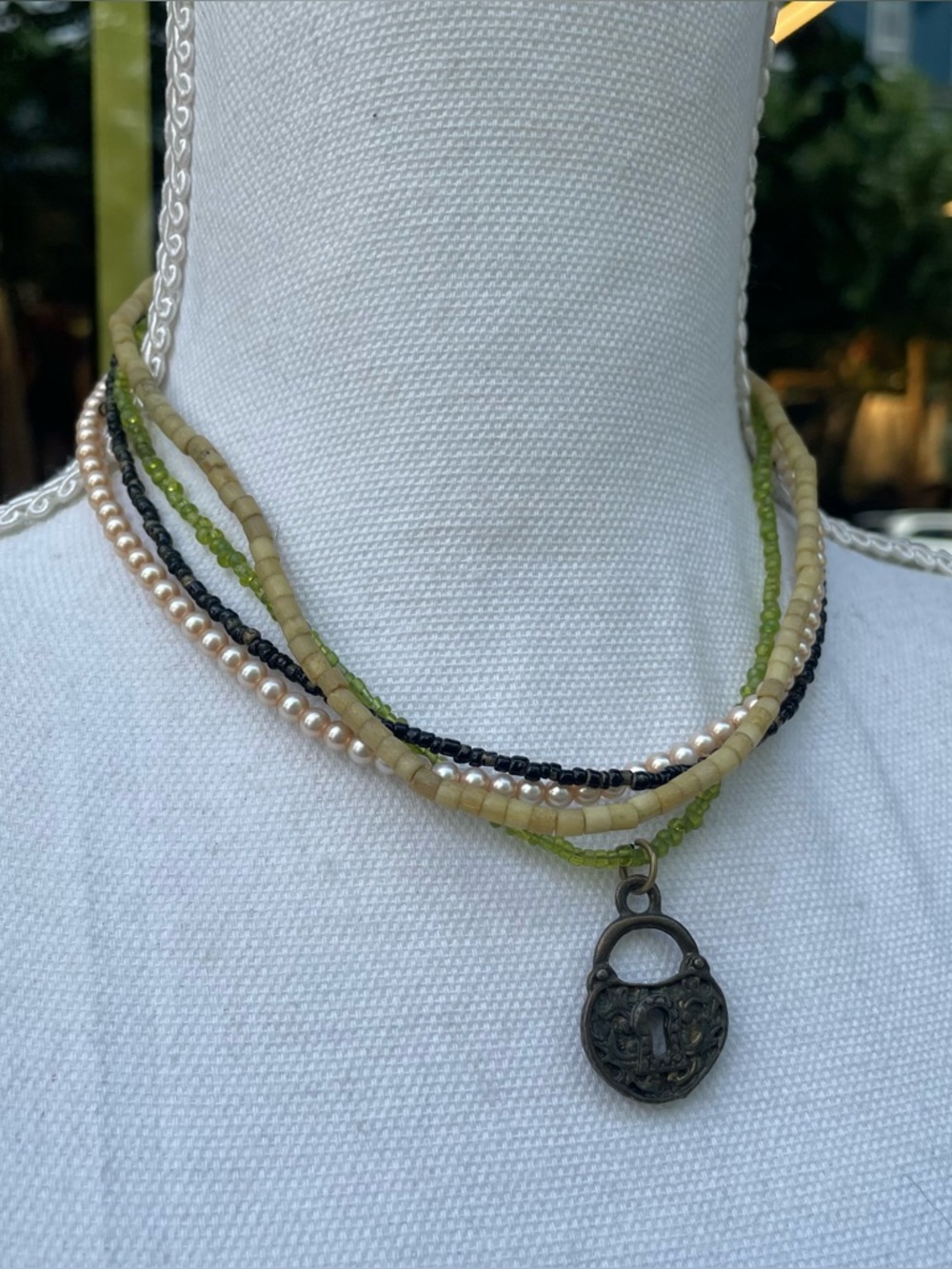Vintage y2k Grunge Fairy Beaded Lock Necklace